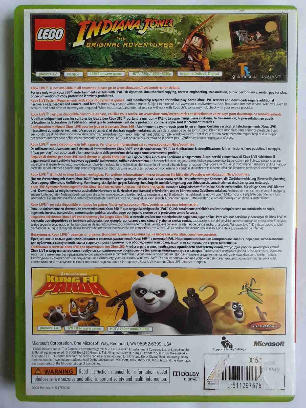 LEGO INDIANA JONES THE ORIGINAL ADVENTURE+ KUNG FU PANDA-DOUBLE PACK-EN-
