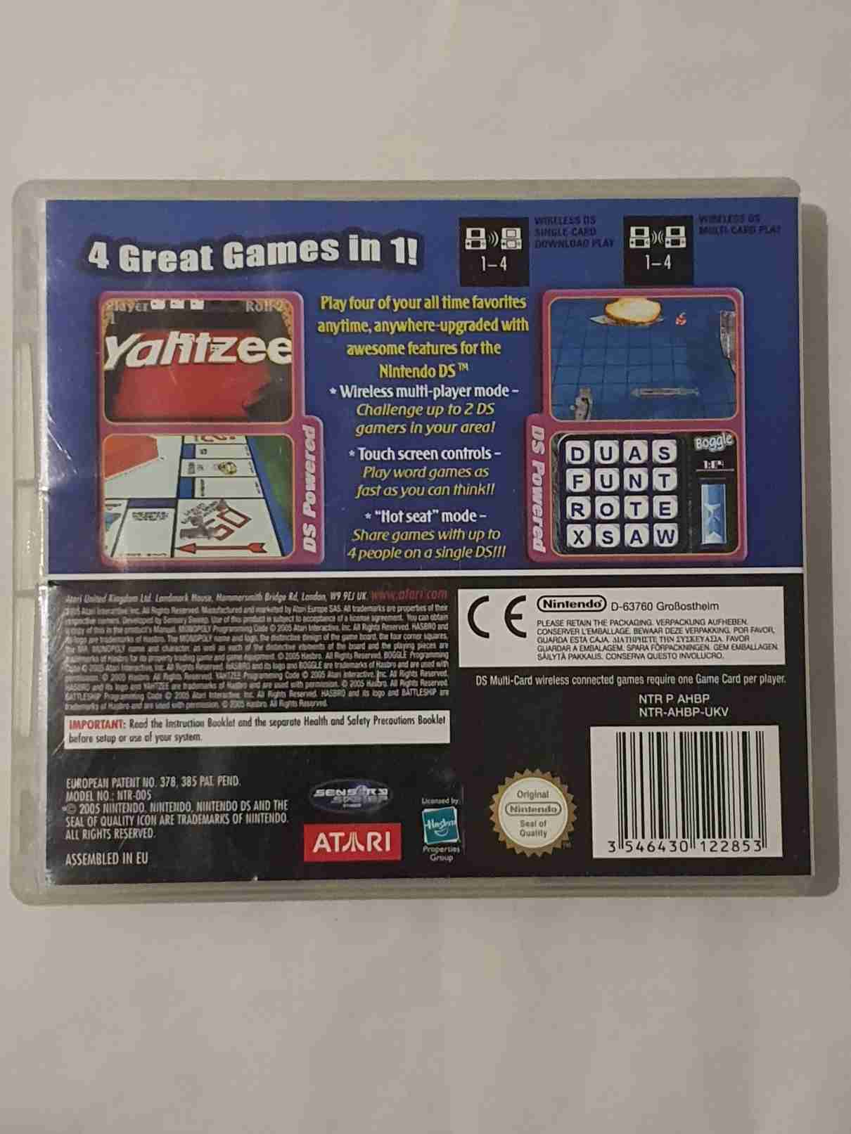 4 GAMES FUN PACK -MONOPOLY AND BOGGLE AND YAHTZEE AND BATTLESHIP -EN-