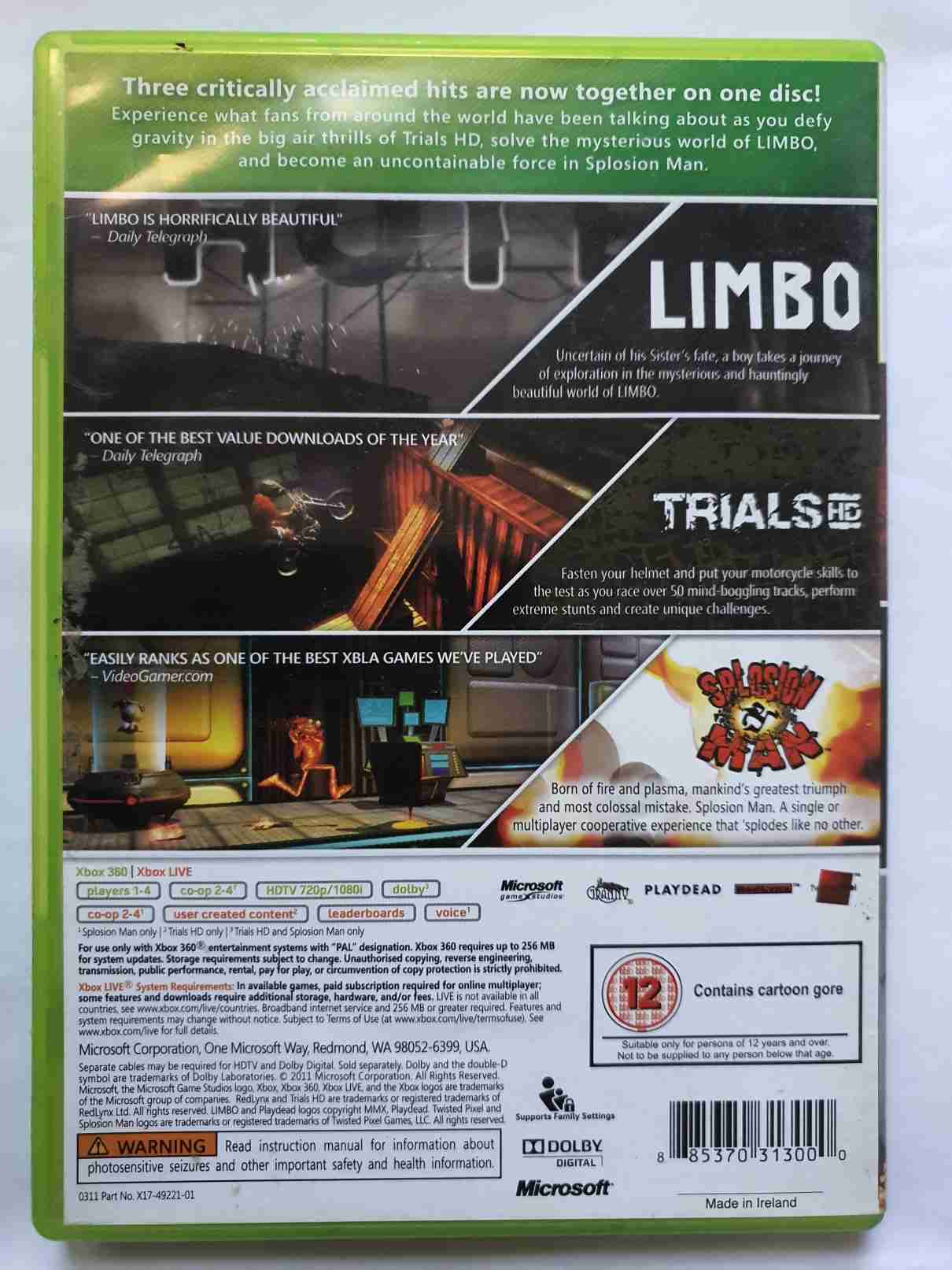 TRIPLE PACK - LIMBO -TRIALS- SPLOSION MAN -EN-