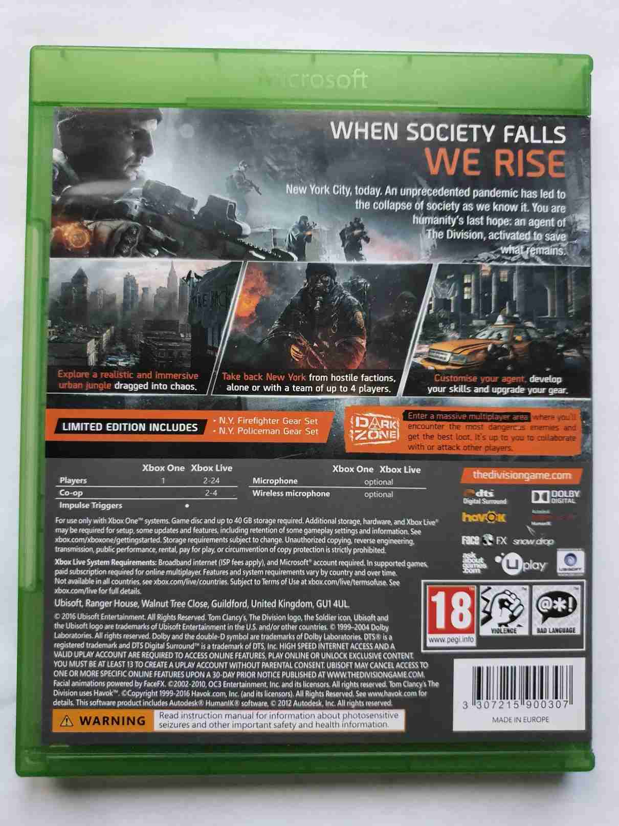 TOM CLANCY'S THE DIVISION LIMITED EDITION -EN-