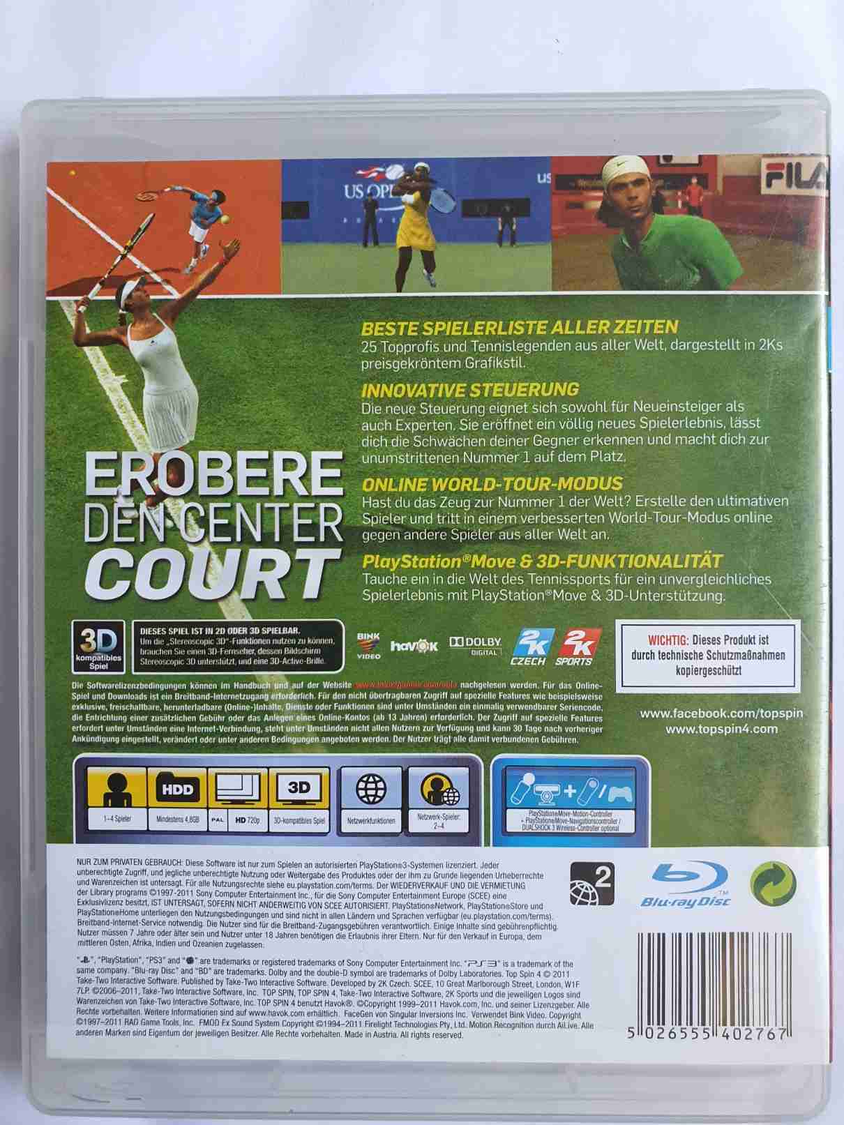 2K SPORTS TOPSPIN 4--TENIS--MOOVE-DE-